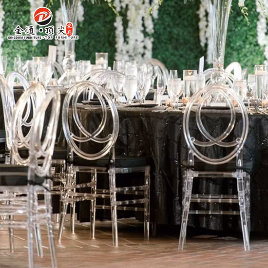 Sedia da pranzo in plastica trasparente Tiffany Chiavari per eventi in resina di cristallo acrilico trasparente all'ingrosso per matrimoni e banchetti